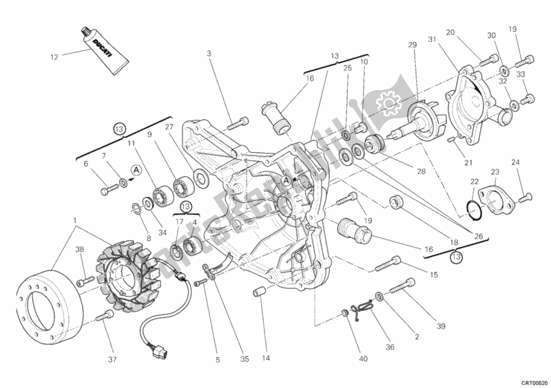 Toutes les pièces pour le Couvercle De Générateur - Pompe à Eau du Ducati Superbike 848 EVO USA 2011